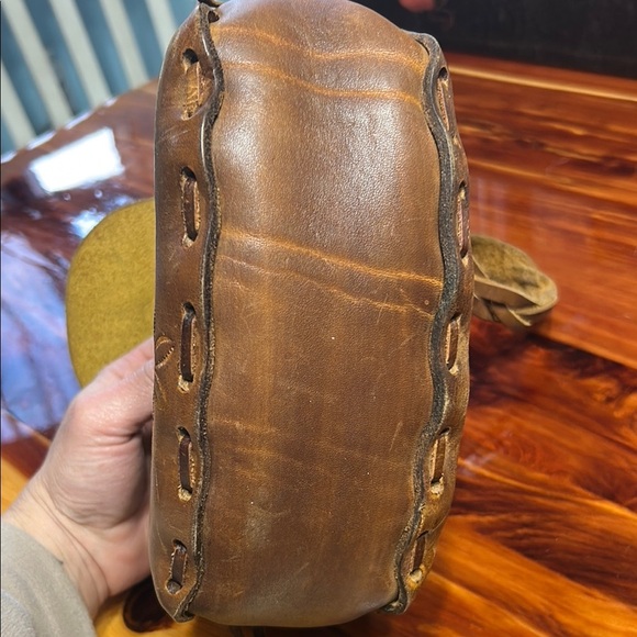 Brown Leather Floral Embossed Bag - Picture 5 of 11